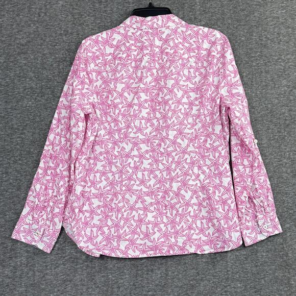 Talbots Starfish Button Down Shirt Size Large Pink Lighweight - Picture 2 of 7
